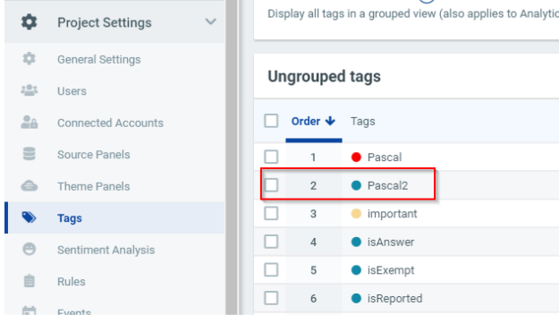 Create tag by API - UI result - settingd